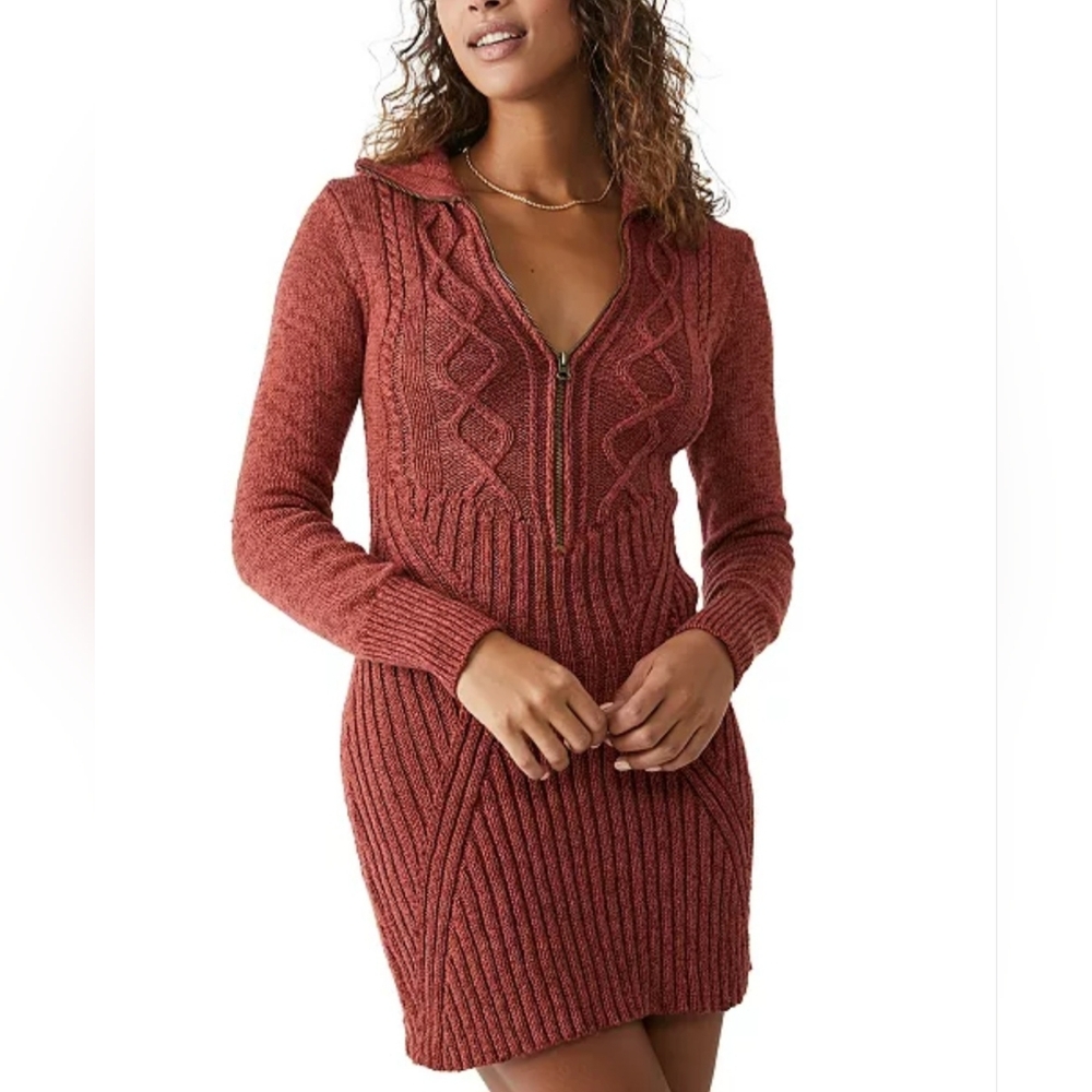 Free People Mont Blanc Zip Front Sweater Dress